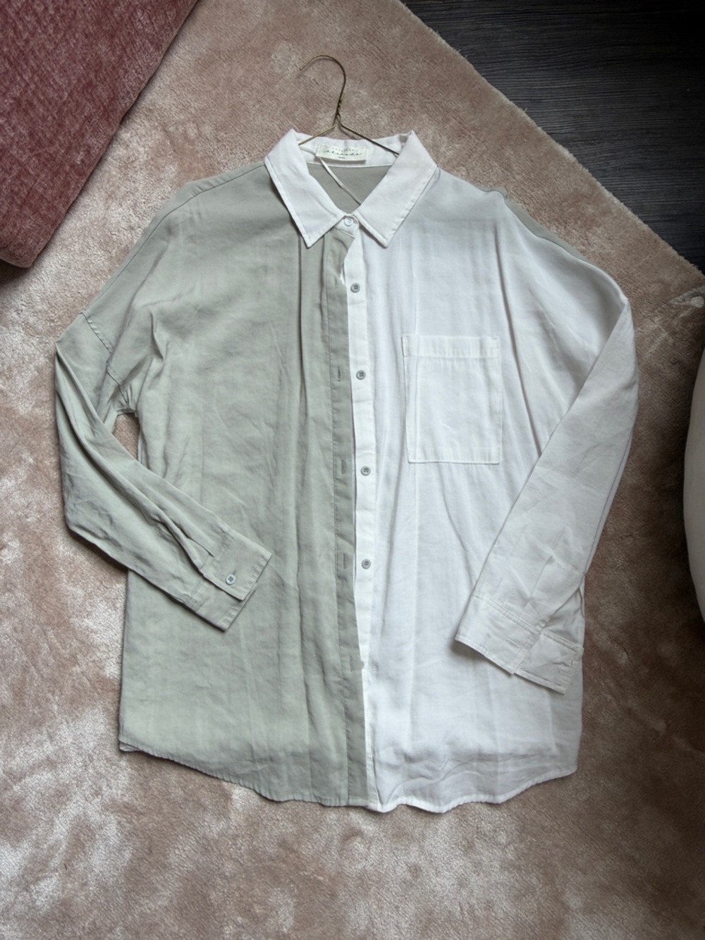American Threads Two-Tone Button-Down Shirt - White & Light Sage